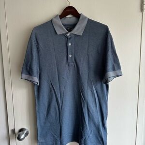 Tom Ford Contrast Collar Blue Silk Polo